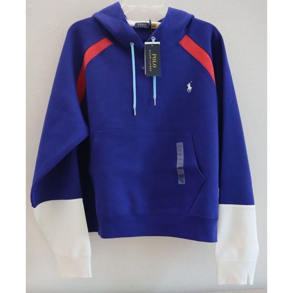Polo Ralph Lauren Women Sz 2XL Blue Multi Embroidered Logo Pullover Hoodie $168 - Picture 1 of 5